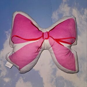 Pink & White Bow Accent Pillow Tik Tok Viral Pillow Dorm Girly Decor